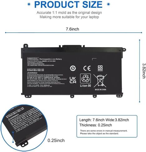 HW03XL Laptop Battery, Compatible with HP Pavilion 15-EG 15-EH 17-CN 17-CP Series, Fit L97300-005 L96887-421 HW03041xl-pl 15-eg0xxx 17-cn0xxx 15-eg0073cl 15-eg0070wm 17-cp0700dx in Kuwait