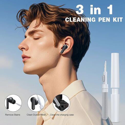 جراب CMF Buds Pro 2 / CMF Buds 2 Plus (2025) مع حامل هاتف، جراب واقٍ شفاف ناعم من مادة TPU مع مجموعة أدوات تنظيف ومجموعة ملحقات حلقة تسلق (برتقالي شفاف) in Kuwait