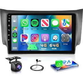 4G 64G Car Stereo for Nissan Sentra 2013-2017 Radio, 10.1 inch 1280x720 IPS Touch Screen 36EQ DSP Wireless Carplay Android Auto Bluetooth 5.0 Android 15 GPS FM/RDS WiFi AHD Backup Camera in Kuwait
