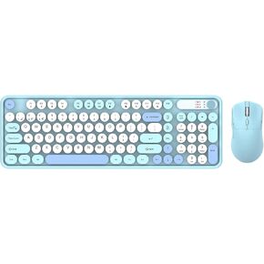 Asixxsix Wireless Keyboard and Mouse Combo, Dual Mode 2.4G BT Rechargeable 98 Keys Ultra Slim Design, with Ergonomic Mouse and Silent Typing, Long Battery Life for Laptop PC (Blue) in Kuwait