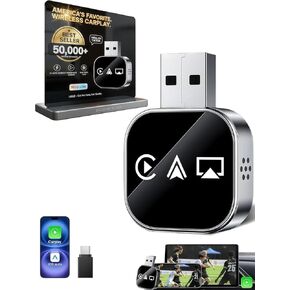محول CarPlay لاسلكي 3 في 1 مطور لعام 2026 لأجهزة iPhone وAndroid Auto، دونجل واي فاي 5.8 جيجا، محول سلكي إلى لاسلكي مع وصلة مرآة 4K، يناسب 98% من السيارات (USB-A/C) in Kuwait