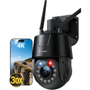 Ctronics 4K Security Camera Outdoor, 30× Optical Zoom, Auto Tracking,150m Night Vision, R&B Alarm, 32 Presets/2 Patrol Routes, Dual-Band Wi-Fi, Mental, 256GB TF/FTP/NVR/Cloud, PC/App in Kuwait