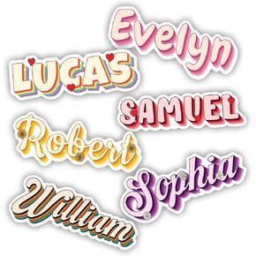 (6 قطع) ورقة ملصقات مخصصة للأسماء، ملصق حروف من الفينيل مخصص، ملصق اسم نصي مخصص، مقاوم للماء للأشعة فوق البنفسجية ومناسب لزجاجة المياه، والأكواب، والخوذ، وأجهزة الكمبيوتر المحمول، والسيارات، والأبواب - 5 بوصات in Kuwait