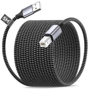 كابل طابعة USB بطول 16 قدم، كابل طابعة HP عالي السرعة USB A إلى USB B سلك الطابعة، سلك كابل USB للطابعة الطويلة من النايلون العالمي لـ HP Canon Epson Dell Samsung Brother Lexmark Xerox والطابعات والماسح الضوئي وما إلى ذلك in Kuwait