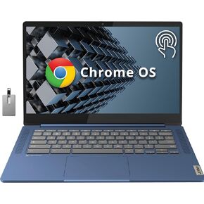 Lenovo IdeaPad Slim 3 Chromebook، كمبيوتر محمول بشاشة لمس 14 بوصة FHD IPS، معالج MediaTek Kompanio 520، ذاكرة الوصول العشوائي 4 جيجابايت، 64 جيجابايت eMMC، كاميرا ويب، WiFi6، نظام تشغيل Chrome، أزرق، بطاقة USB سعة 32 جيجابايت (متجددة) in Kuwait