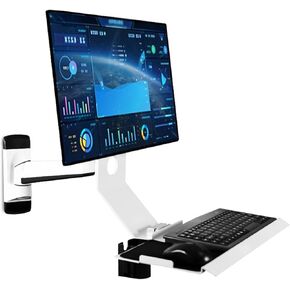 Ergonomic Wall-Mounted Monitor Stand - Full Motion Adjustable Arm with Keyboard Tray, Desktop Workstation Support for Pc Screen, Space-Sag Design,185 * 600mm in Kuwait