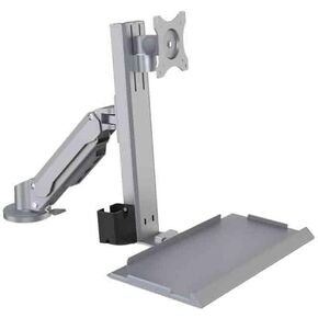 Monitor Arms Silver Single Arm Monitor Stand with Engineered Keyboard Tray Adjustable for 15-32 Inch Screen Weight Capacity 25Kg Desk Accessories in Kuwait
