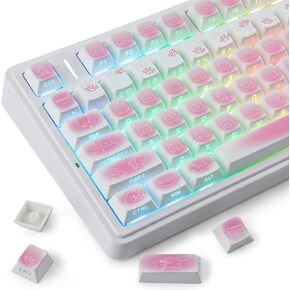 Sunzit 130 مفتاحًا مطبوعًا جانبيًا PBT Keycap PBT مجموعة أغطية المفاتيح PBT، تتألق من خلال أغطية المفاتيح المخصصة، غطاء مفاتيح ذو مظهر الكرز المصبوغ للوحة المفاتيح الميكانيكية MX Switches in Kuwait