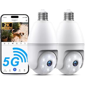 2K Light Bulb Camera Ourdoor, 5G/2.4G Wireless Outdoor Camera, Light Bulb Security Camera with AI Human Detection, Color Night Vision, Motion Alerts, 2-Way Audio, Compatible with Alexa in Saudi Arabia