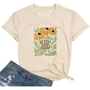 Qrupoad Be Still and Know T-Shirt Womens Inspirational Christian Shirt Summer Casual Short Sleeve Graphic Tees Tops in Kuwait