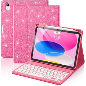 حافظة FUWANG لجهاز iPad A16 الجيل الحادي عشر مع لوحة مفاتيح - لوحة مفاتيح قابلة للطي بإضاءة خلفية قابلة للفصل مع حامل أقلام لجهاز iPad A16 الجيل الحادي عشر 11 بوصة 2025 والجيل العاشر 10.9 بوصة 2022، أزرق in Kuwait