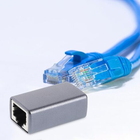 Veemoon 2pcs Aluminum Shell Rj45 Ethernet Cable Adapter Female to Female Coupler Network Inline Connector Shielded Ethernet Extender for Home and Office Networking in Kuwait