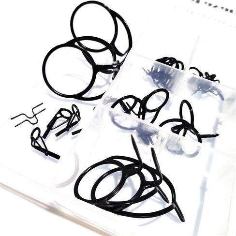 Kalavarma Fishing Rod Repair Kit 44 Pcs for Spinning and Casting Rod Guides,Set Mixed Size Double Leg Stainless Steel,one Piece Stamped Frame Fishing Rod Repair Kit Guide Tip Top Repare in Kuwait