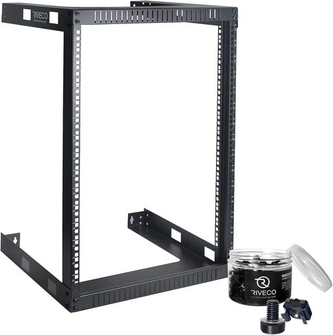 RIVECO 15U Cabinet 19" Wall Mount Shelf Network Rack Deep 2 Post Open Frame Firm Constructed for Internet/Server/AV/Home Equipment/Patch Panel & M6 Screws 50 Sets in Kuwait