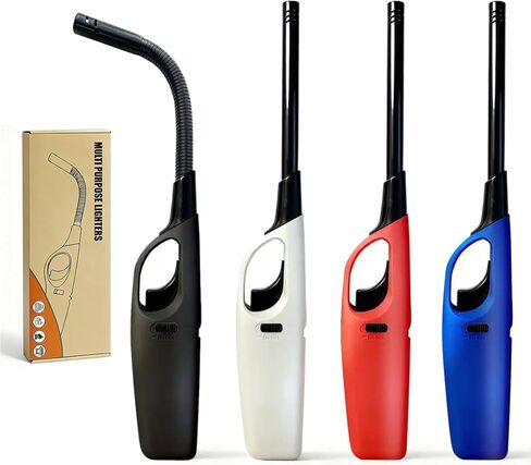 Butane Candle Lighters, 4 Pack Long Lighters for Candle, Multiple-Purpose Refillable Lighter Pack for Camping Fireplace Party BBQ Grill Candle Lighter（Fuel Included） in Kuwait