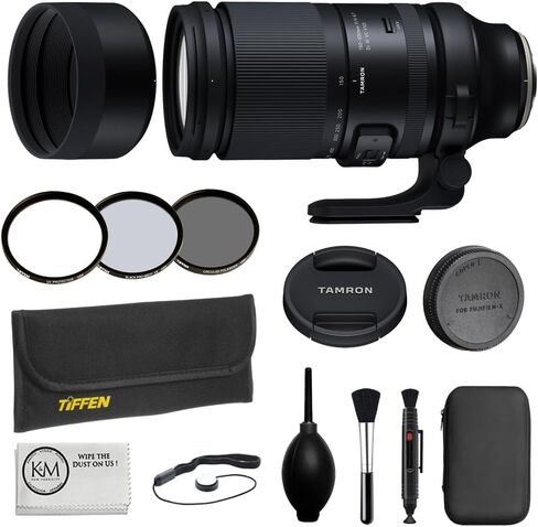عدسة Tamron 150-500 مم f/5-6.7 Di III VC VXD لكاميرا Nikon Z مزودة بمجموعة مرشح Tiffen 82 مم + مجموعة تنظيف فاخرة - منفاخ غبار، فرشاة غبار، قلم عدسة، حافظة غطاء + قطعة قماش من الألياف الدقيقة (6 قطع) in Kuwait