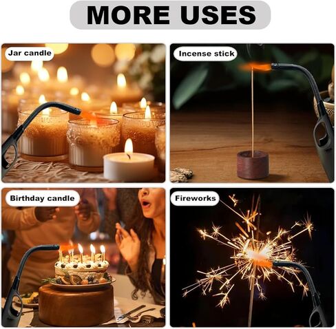 Butane Candle Lighters, 4 Pack Long Lighters for Candle, Multiple-Purpose Refillable Lighter Pack for Camping Fireplace Party BBQ Grill Candle Lighter（Fuel Included） in Kuwait