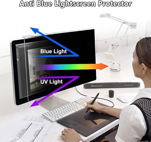 Hanging Computer Privacy Screen Filter, 32 Inch 16:9 Widescreen Monitor, 28.7 inch X17.3 inch, High Transparency Eye Protection Blocking Blue Light & Glare in Kuwait