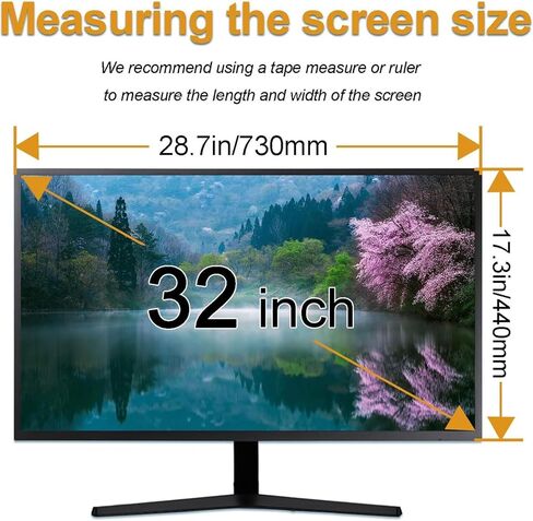 Hanging Computer Privacy Screen Filter, 32 Inch 16:9 Widescreen Monitor, 28.7 inch X17.3 inch, High Transparency Eye Protection Blocking Blue Light & Glare in Kuwait