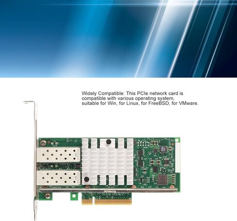بطاقة شبكة Cryfokt 10 جيجا بايت SFP PCIe، منفذ SFPNIC مزدوج مع شريحة Intel82599Chip، استهلاك منخفض للطاقة، PCI Express X8، دعم WindowsLinux Freebsd VMware in Kuwait