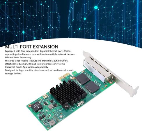 LICAEVEY Gigabit Ethernet Network Card, 4 Port PCI Express 2.1 NIC with 82580 Chipset Support for Servers, Desktops, and Industrial Applications in Kuwait