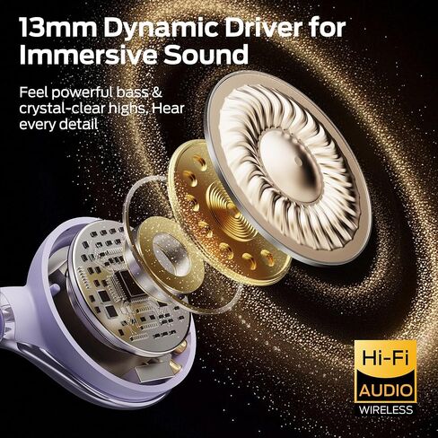سماعات رأس Monster Open Ear AC225، سماعات أذن لاسلكية بلوتوث 6.0، صوت ستيريو، سماعات أذن مريحة خفيفة الوزن مع ميكروفون ENC للمكالمات الواضحة، وقت تشغيل 36 ساعة، تحكم باللمس، مقاومة للماء IPX6، أرجواني in Kuwait