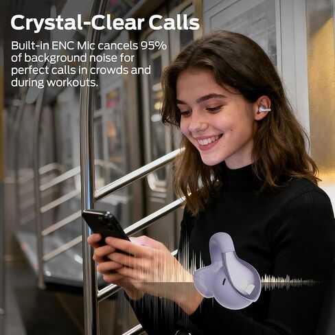 سماعات رأس Monster Open Ear AC225، سماعات أذن لاسلكية بلوتوث 6.0، صوت ستيريو، سماعات أذن مريحة خفيفة الوزن مع ميكروفون ENC للمكالمات الواضحة، وقت تشغيل 36 ساعة، تحكم باللمس، مقاومة للماء IPX6، أرجواني in Kuwait