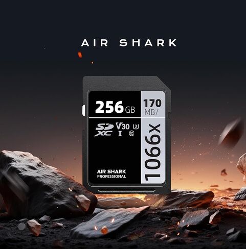 Air Shark Professional SDXC Memory Card, 128GB, V30 Class 10, 170MB/s Transfer Speed in Kuwait