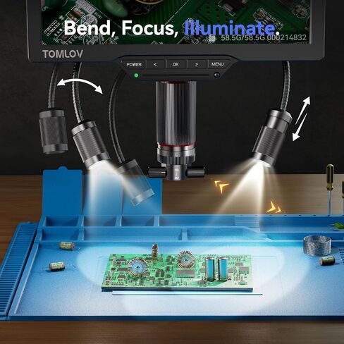 TOMLOV 3D Digital Soldering Microscope: Magnetic Dual Lens Micro Scope TM3K-3D Max for Adult+TOMLOV TriL107 3-Lens Digital Microscope: 7" 2500X 2K in Kuwait