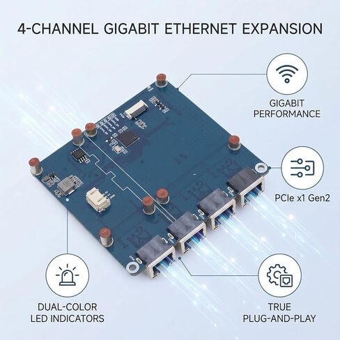 Pomya PCIe إلى لوحة Gigabit ETH، لا يتطلب برنامج تشغيل التوصيل والتشغيل، لـ 5 PCI Express إلى 4 منافذ جيجابت إيثرنت مع شريحة RJ45 RTL8153 in Kuwait
