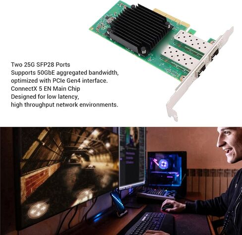 Cuifati 2 Port Ethernet Network Adapter Card, 2X 25G SFP28 Ports PCIe Network Card with 5 EN Chip Set, for Data Center and Cloud Computing Applications in Kuwait