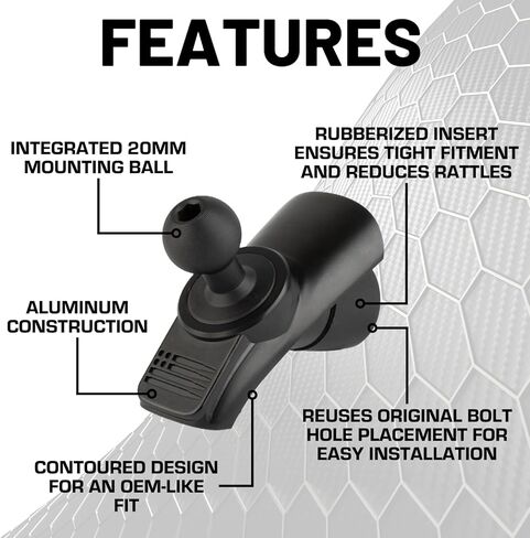 حامل جهاز على شكل عمود من Bulletpoint Mounting Solutions مع كرة 20 مم متوافق مع 2024+ Jeep Wrangler JL و2024+ Jeep Gladiator in Kuwait
