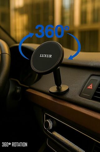 LX-PH01 حامل هاتف السيارة المغناطيسي المدمج من سبائك الألومنيوم بزاوية 360 درجة معدني أسود غير لامع حامل الهاتف الخليوي لحامل الهاتف المحمول في السيارة لهاتف iPhone Samsung Pixel المحمول. in Kuwait