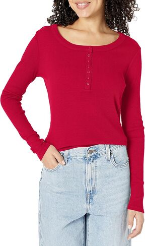 تيشيرت نسائي من Lucky Brand بأكمام طويلة وإبزيم مضلع من Henley in Saudi Arabia