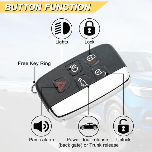 Vurkcy Key Fob Replacement for 2012-2018 Land Rover Range Rover/ 12-16 LR2 LR4/ 15-18 Discovery/ 2011-2020 Jaguar XJ F-Pace F-Type XF XE Car Keyless Entry Remote Control, KOBJTF10A, 5 Btn in Kuwait