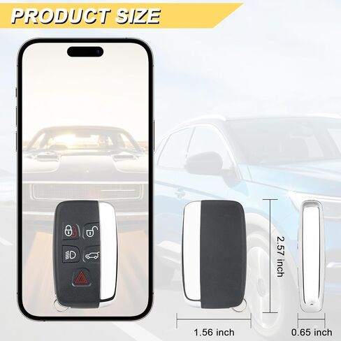 Vurkcy Key Fob Replacement for 2012-2018 Land Rover Range Rover/ 12-16 LR2 LR4/ 15-18 Discovery/ 2011-2020 Jaguar XJ F-Pace F-Type XF XE Car Keyless Entry Remote Control, KOBJTF10A, 5 Btn in Kuwait
