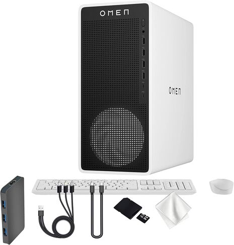 كمبيوتر مكتبي للألعاب HP Omen 16L، AMD Ryzen 7 8700F، NVIDIA GeForce RTX 5060 8GB GDDR7، 32GB DDR5، تخزين 3 تيرابايت (2 تيرابايت SSD&1TB Docking Station Set)، لوحة مفاتيح وماوس، واي فاي 6، ويندوز 11، أبيض in Kuwait