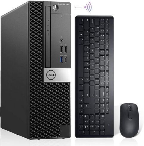 كمبيوتر سطح المكتب Dell OptiPlex 7060 Windows 11 Pro SFF، Intel الجيل الثامن i7-8700 Hexa Core، 16 جيجابايت DDR4 Ram 256 جيجابايت NVMe M.2 SSD، AX210 مدمج WIFI 6E وBluetooth 5.2، لوحة مفاتيح وماوس لاسلكي جديد (متجدد) in Kuwait