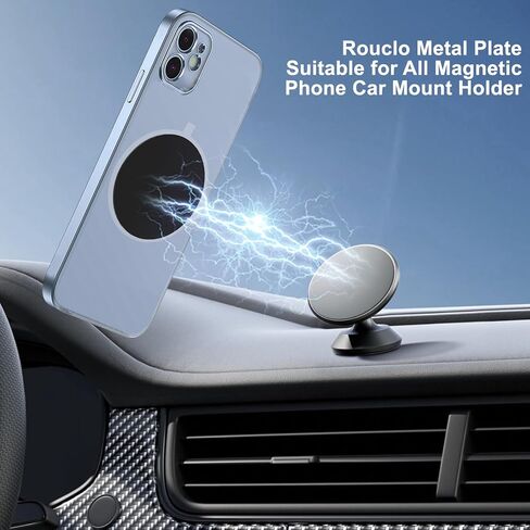 Metal Plates for Magnetic Car Mount – 12-Pack (6 Round + 6 Rectangular) with Strong 3M Adhesive – Ultra-Thin, Durable, Non-Magnetic, Compatible with Smartphones & Tablets in Kuwait