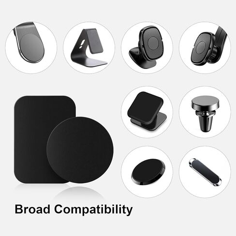 Metal Plates for Magnetic Car Mount – 12-Pack (6 Round + 6 Rectangular) with Strong 3M Adhesive – Ultra-Thin, Durable, Non-Magnetic, Compatible with Smartphones & Tablets in Kuwait