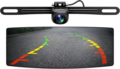 كاميرا احتياطية Gravity VGC720PL AHD 720P - خطوط ديناميكية لوقوف السيارات، تصميم مقاوم للماء، توافق RCA عالمي - كاميرا الرؤية الخلفية المثبتة على لوحة الترخيص in Kuwait