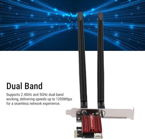 Cuifati 1200Mbps PCIe WiFi Card, Dual Band 2.4GHz 5GHz Wireless Network Adapter with Bluetooth 4.0 and 2 Antennae in Kuwait