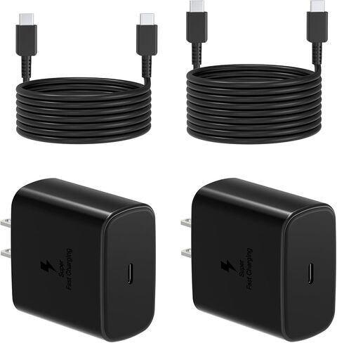 Type C Charger Fast Charging 2Pack USB C Super Fast Charger Block with 6FT USB-C Android Phone Cable for Samsung Galaxy S26 +/Ultra S25 S24 S23 S22 +/Ultra/ S21 S20/Tab S9/iPhone 17/16/15 and More in Kuwait