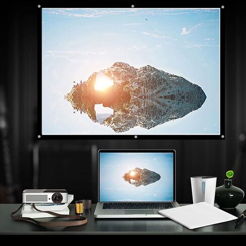 Projection Screen Indoor Outdoor Projector Curtain, 16:9 Thicken Portable White Projector Curtain Screen 40 to 120 inches Polyester Projection Screen Anti Crease (100in) in Kuwait