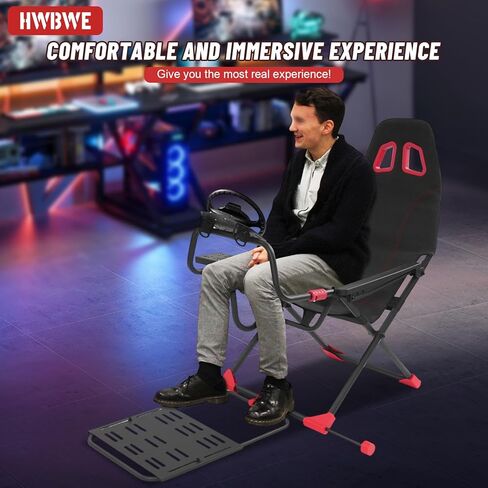 HWBWE Racing Simulator Cockpit Foldable, Adjustable Sim Racing Cockpit Seat, Racing Simulator Cockpit for Logitech G Series, T128, T248, T300RS in Kuwait