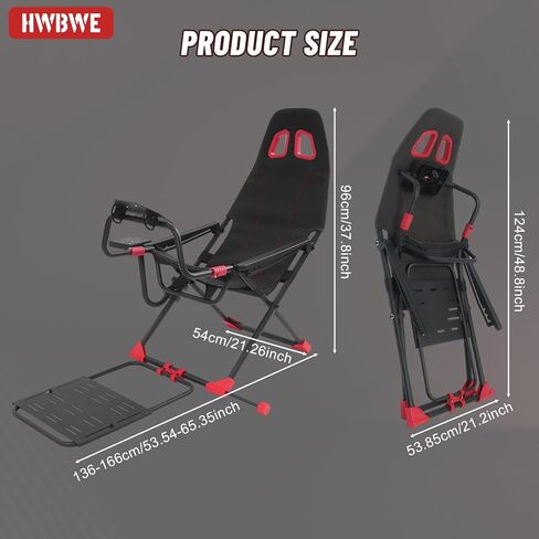HWBWE Racing Simulator Cockpit Foldable, Adjustable Sim Racing Cockpit Seat, Racing Simulator Cockpit for Logitech G Series, T128, T248, T300RS in Kuwait