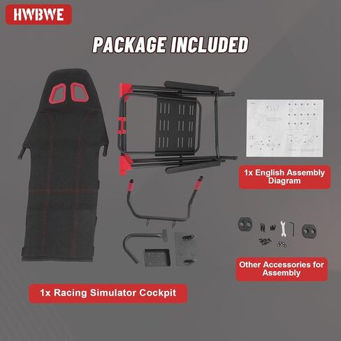 HWBWE Racing Simulator Cockpit Foldable, Adjustable Sim Racing Cockpit Seat, Racing Simulator Cockpit for Logitech G Series, T128, T248, T300RS in Kuwait