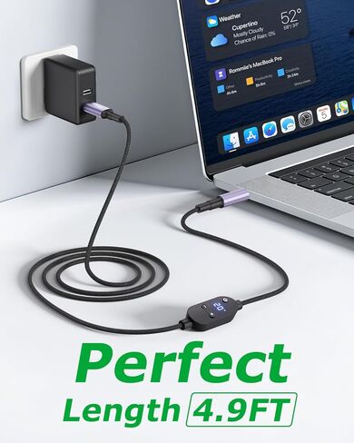 USB C to DC Adapter 140W USB Type C to DC 5.5x2.5mm 4.9FT Barrel PD Trigger Cable with 28 Tips, 5V/9V/12V/15V/20V/28V Multi Voltage Adjustable with LED Display for Tablets/Routers/Speaker in Kuwait