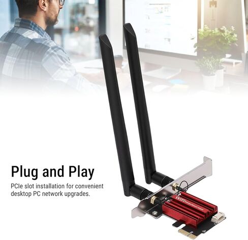بطاقة واي فاي PCIe بسرعة 1200 ميجابت في الثانية من VBESTLIFE، محول شبكة لاسلكي ثنائي النطاق 2.4 جيجا هرتز 5 جيجا هرتز مع بلوتوث 4.0 وهوائيين، للكمبيوتر المكتبي in Kuwait