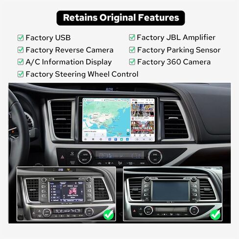 JOYING Car Radio for Toyota Highlander 2014-2019, Android 13 Car Stereo, 10.4 Inch 2K QLED Touch Screen 12GB+256GB with CarPlay & Android Auto, Mirror Link, SWC, AM/FM, GPS, Bluetooth(JY-TT155N12) in Kuwait